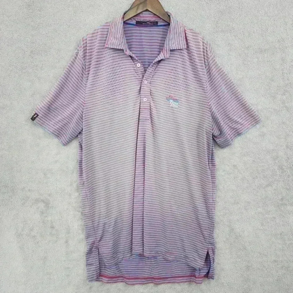 💥   Lauren Striped Pink & Blue  Golf Polo Shirt Size XL Mens
